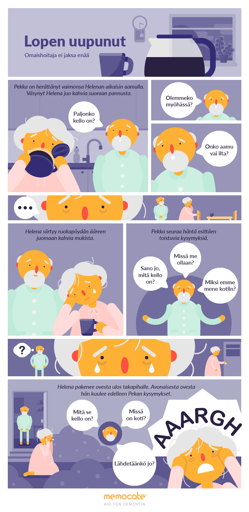 Sarjakuva: Lopen uupunut — tarina omaishoitajan uupumuksesta